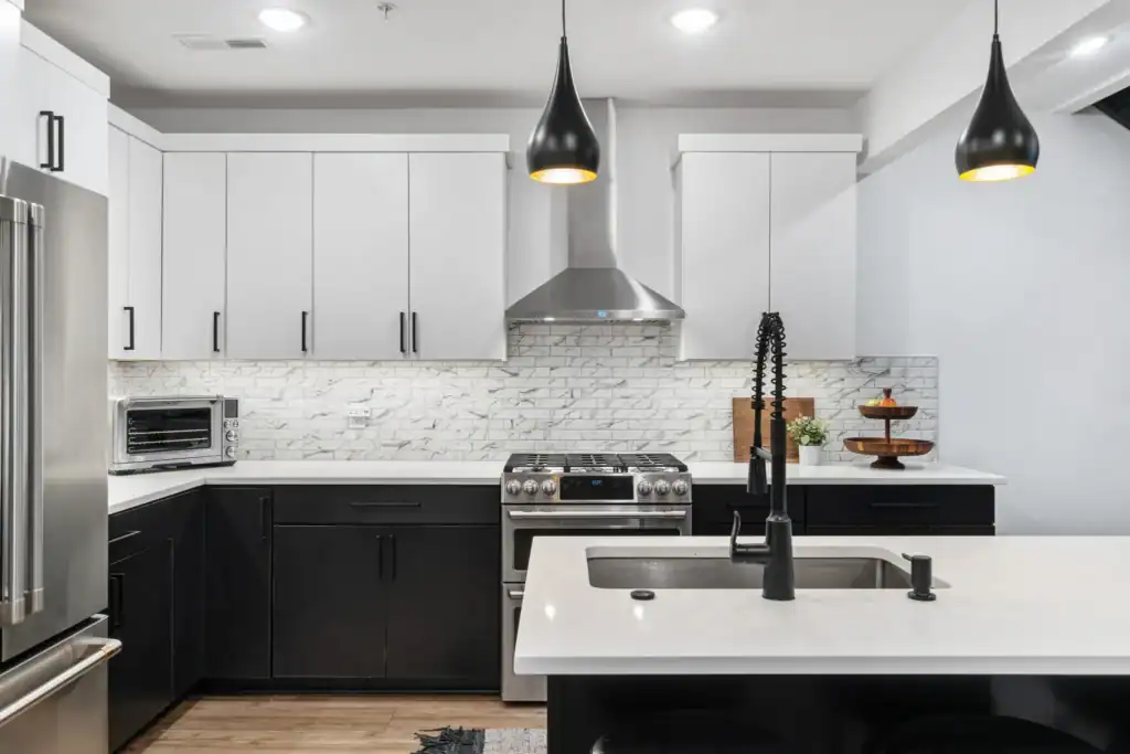 Modern kitchen remodel in Clearwater with quartz counters and updated cabinetry