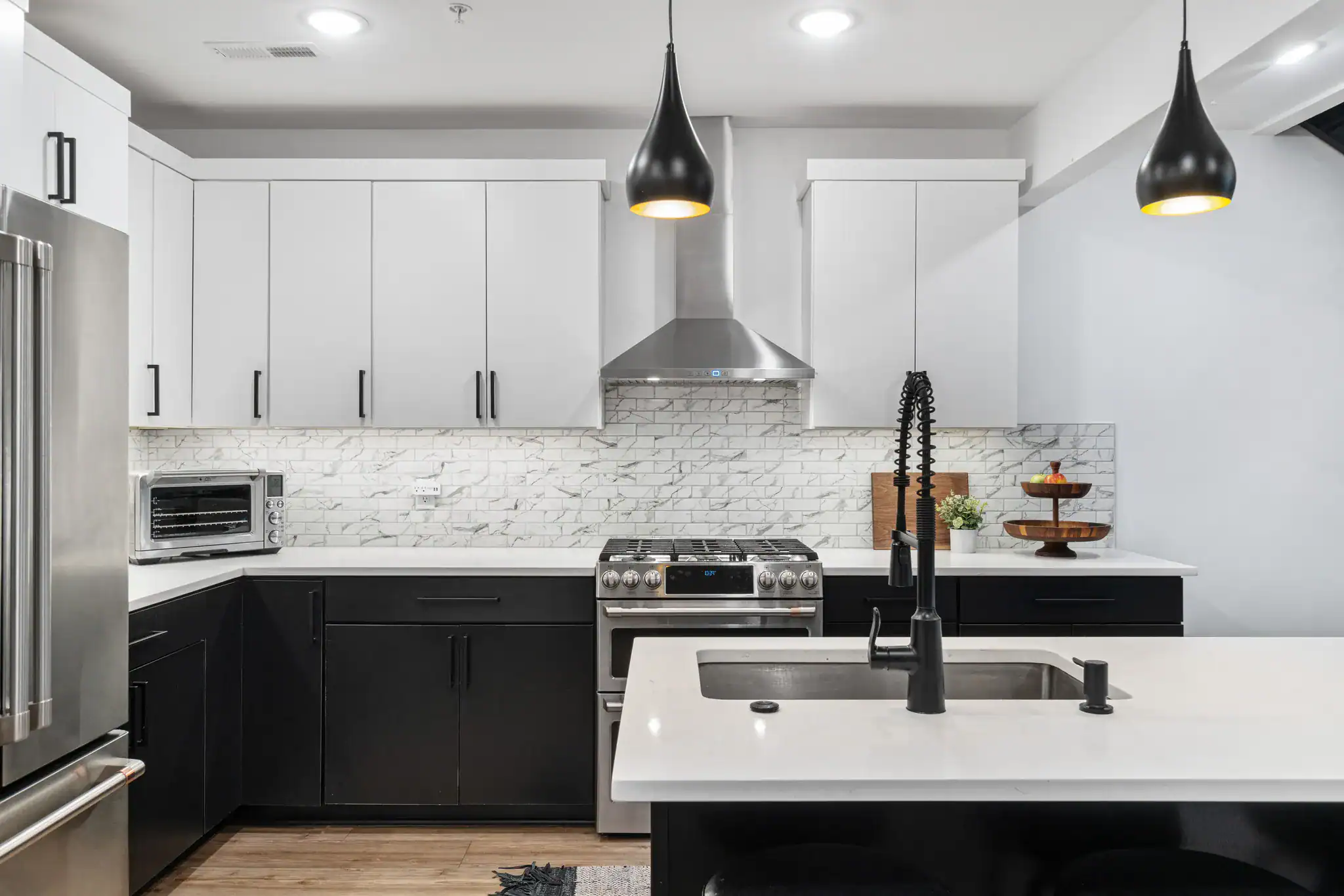 Modern kitchen remodel in Clearwater with quartz counters and updated cabinetry