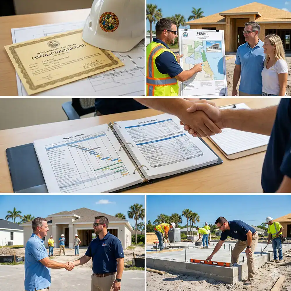 Builder meeting with homeowners during new home construction in Pinellas County